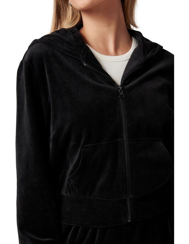 FOREVER NEW Freddie Zip Front Crop Hoodie - Black - sizes M  & L - RRP  $69.99