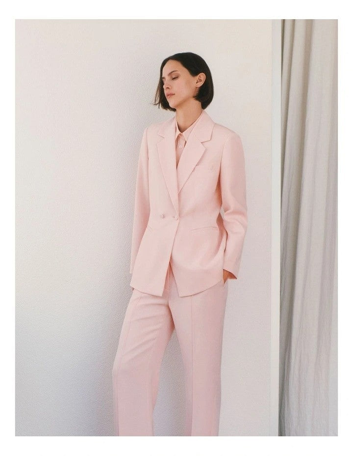 COUNTRY ROAD Trenery Crepe Dble Breasted Blazer Pink Salt -8 and 16 -RRP $399.00