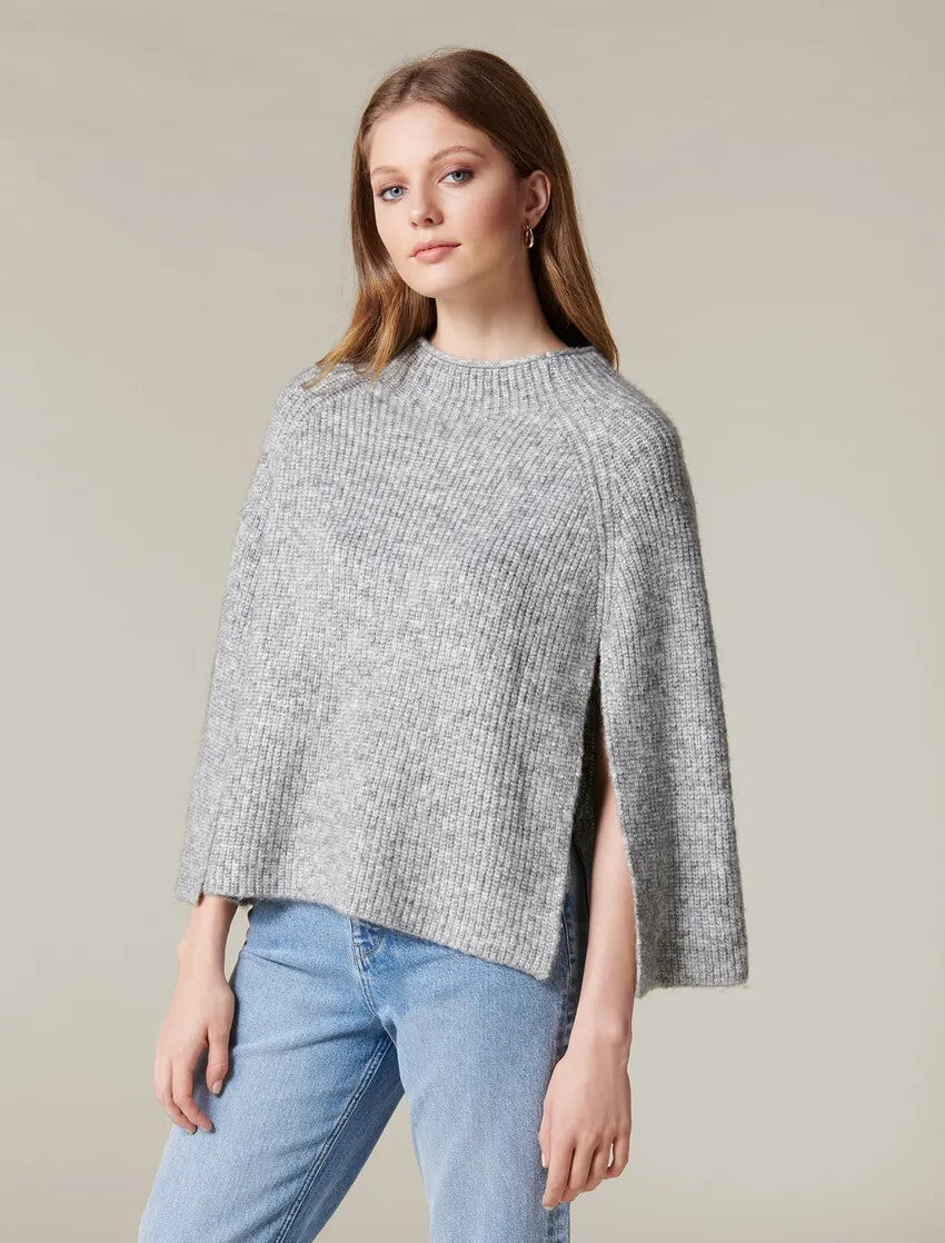 FOREVER NEW Martha Cable Poncho - Grey Marle - RRP $79.99