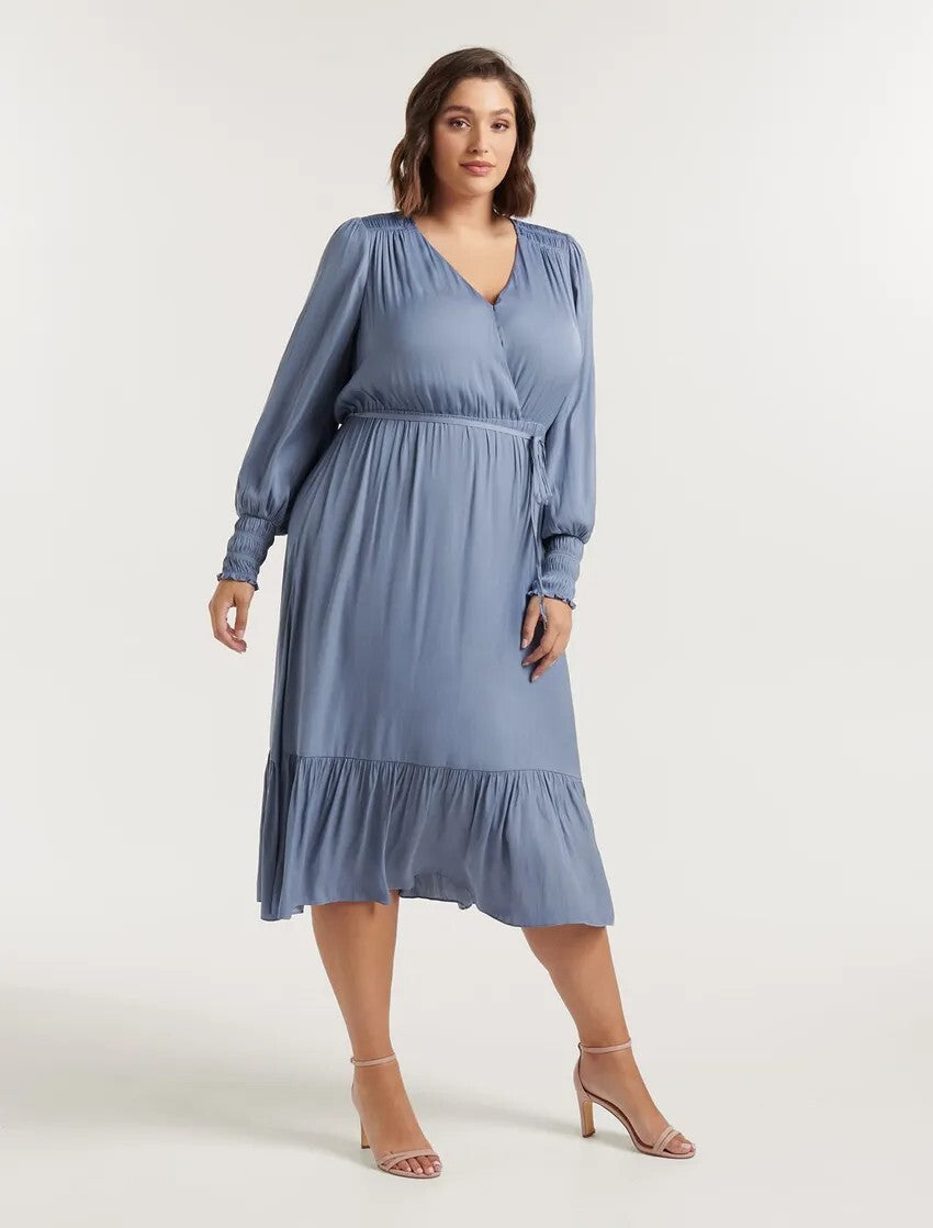 New with Tags FOREVER NEW Alison Curve Satin Midi Dress - size 18 - RRP $139.99