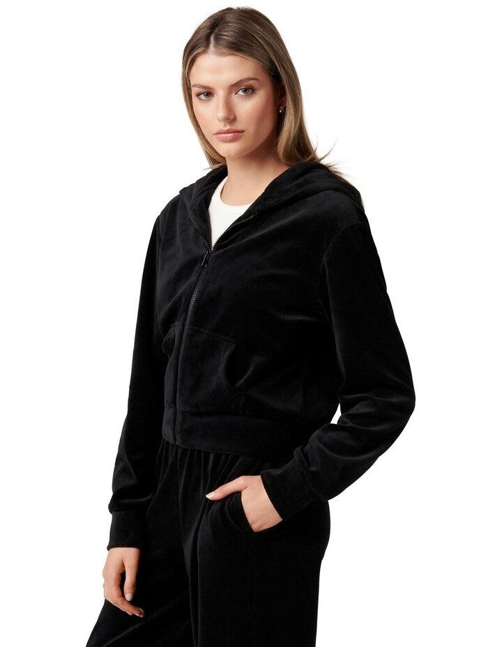 FOREVER NEW Freddie Zip Front Crop Hoodie - Black - sizes M  & L - RRP  $69.99