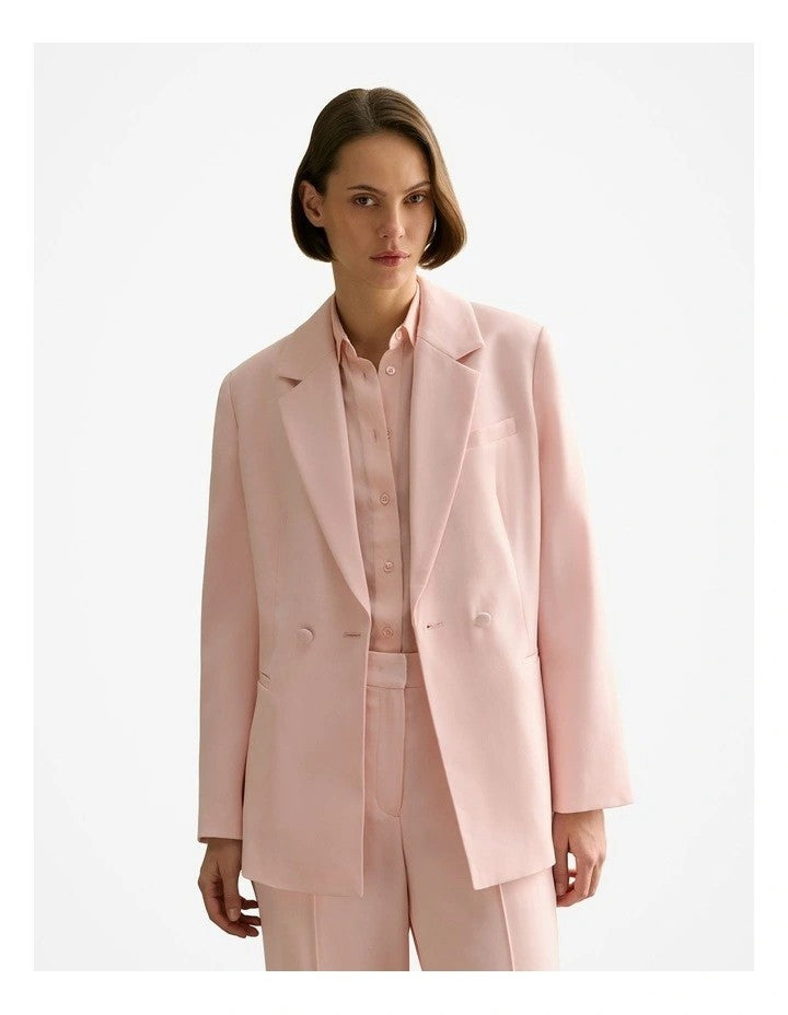 COUNTRY ROAD Trenery Crepe Dble Breasted Blazer Pink Salt -8 and 16 -RRP $399.00