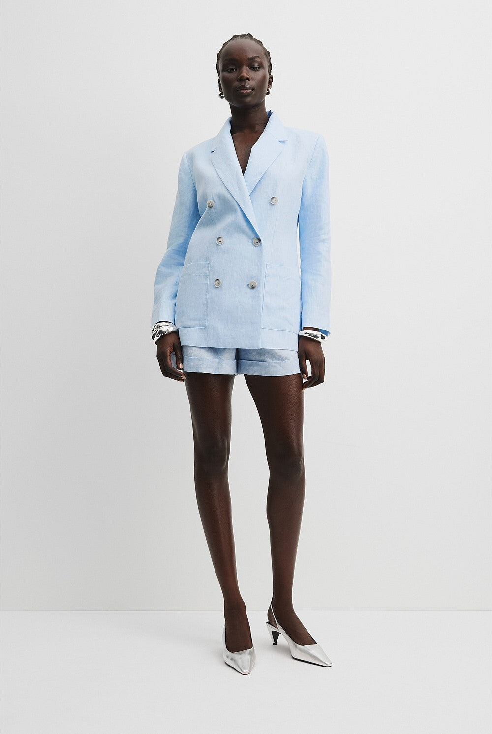 COUNTRY ROAD Linen Relaxed Blazer - Chambray Blue - size 14 & 16 - RRP  $299