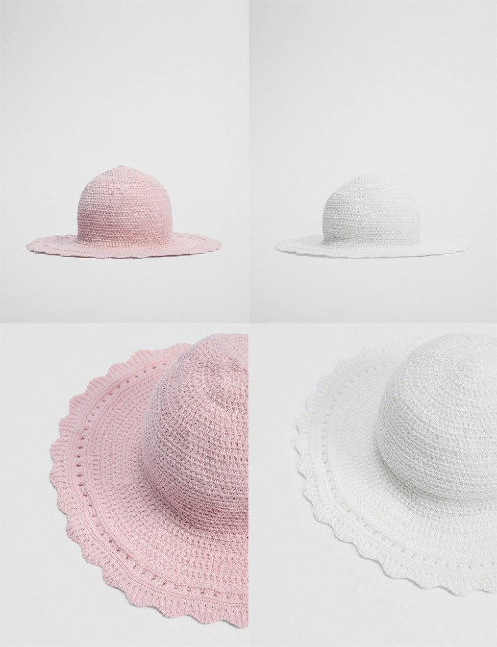 COUNTRY ROAD Organic Cotton Knit Bucket Hat - Baby - Pink & White - RRP  $49.95