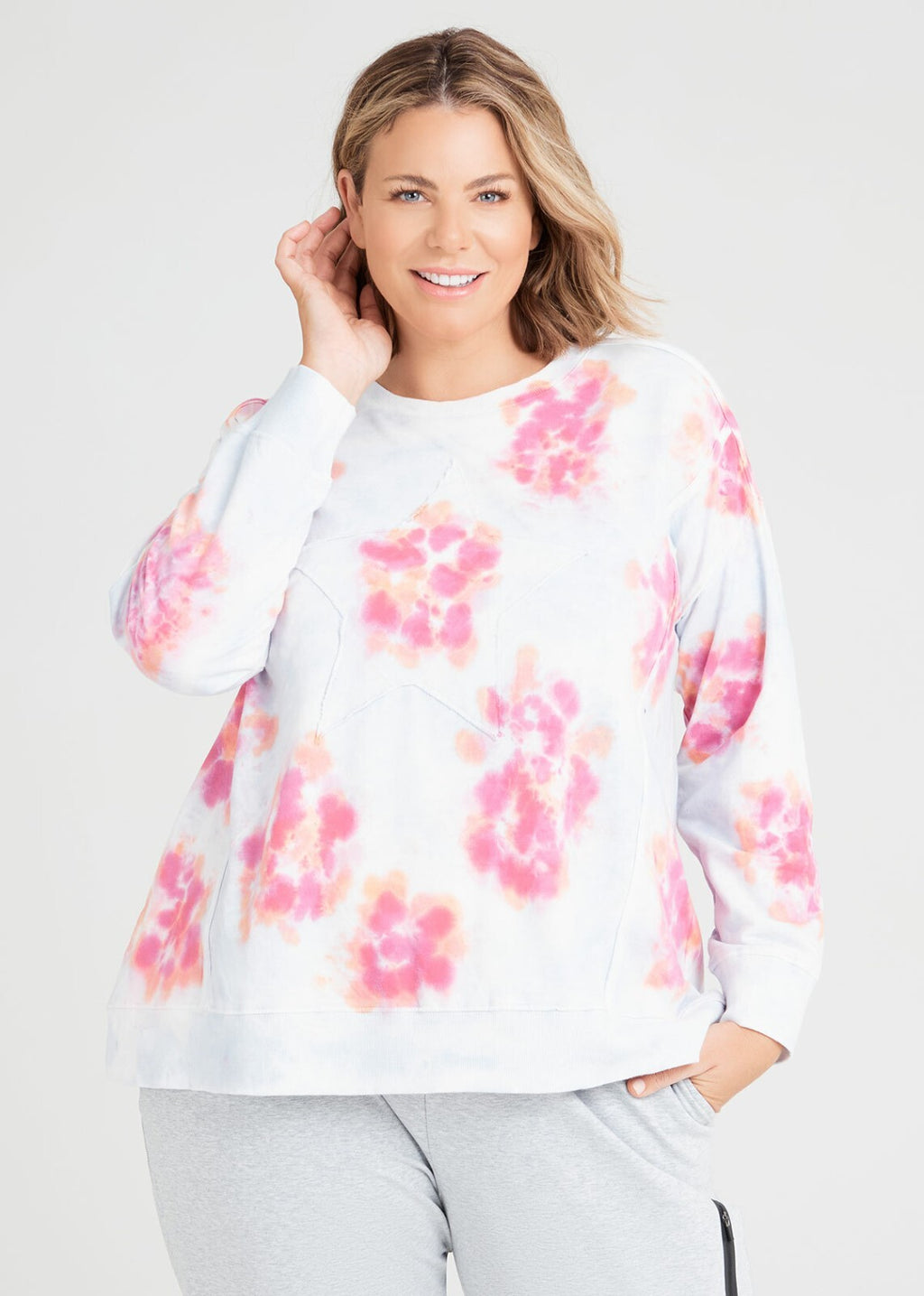 TAKING SHAPE Organic Tie Dye Active Sweat -size S (16/18) & M (18/20)-RRP$129.95