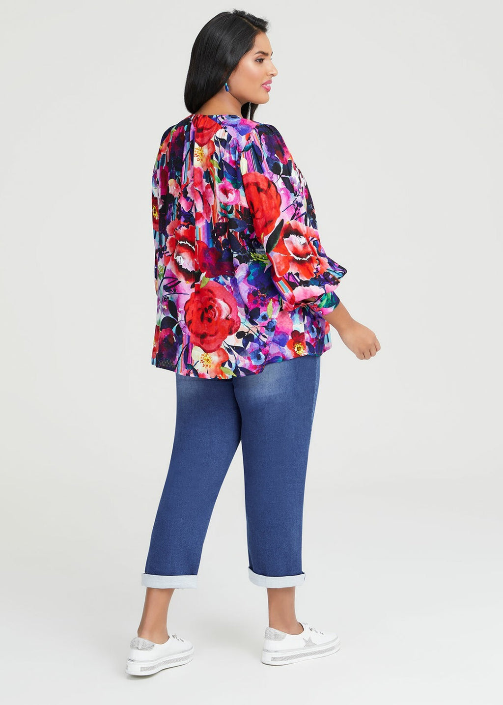 TAKING SHAPE Natural Painterly Floral Top - sizes 18 / 20 / 22 - RRP $139.95