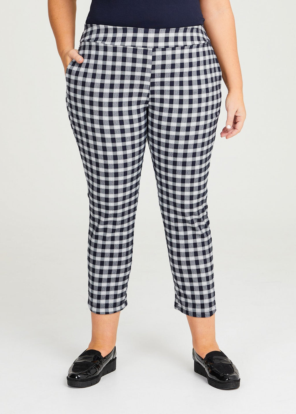 TAKING SHAPE Natural Blue Check Pants - sizes 18 / 20 / 22  - RRP $139.95