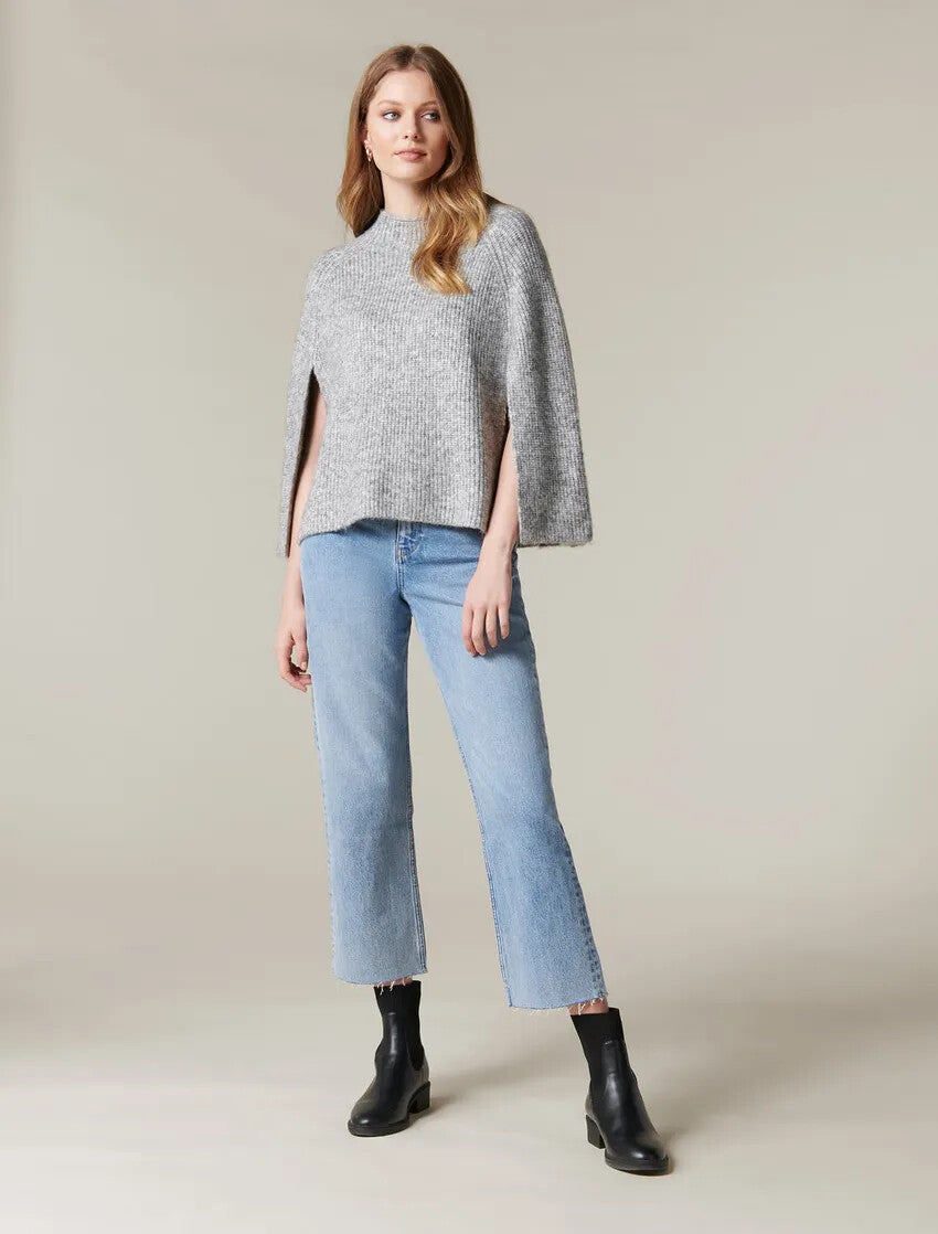 FOREVER NEW Martha Cable Poncho - Grey Marle - RRP $79.99