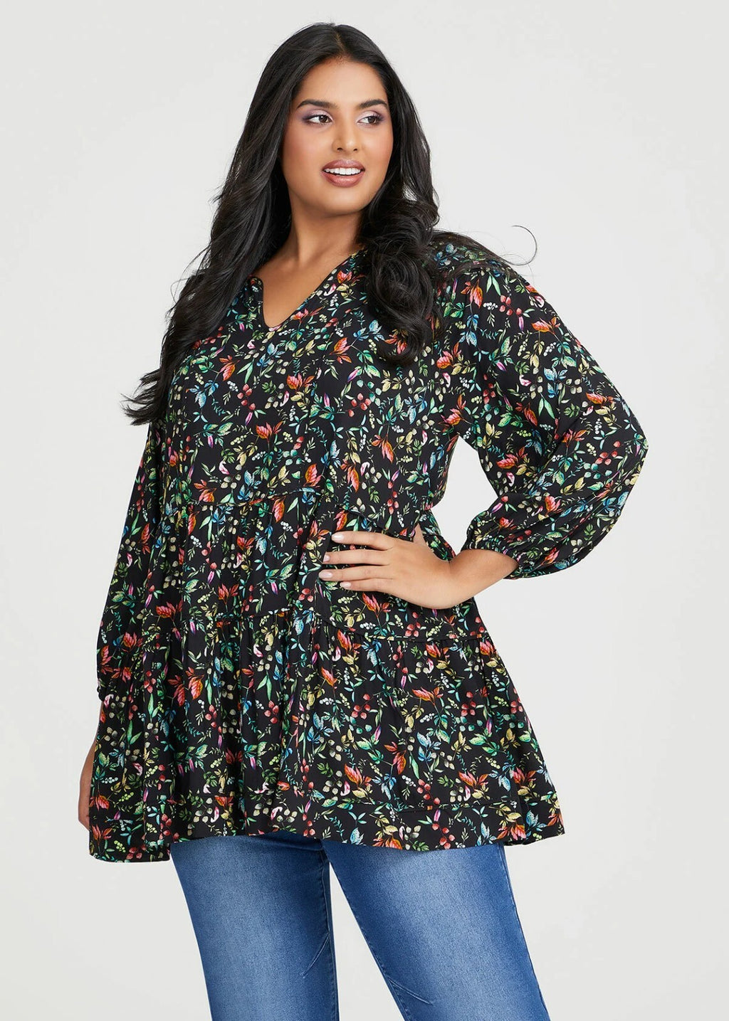 TAKING SHAPE Natural Foliage Print Tunic - size 16 - RRP $149.95