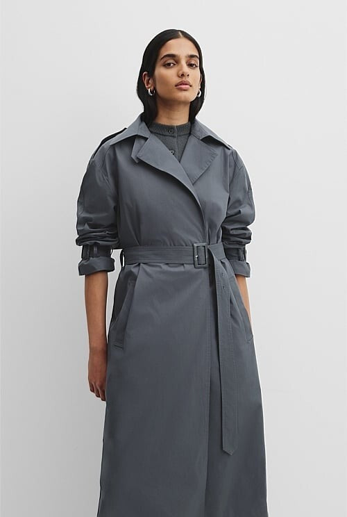 COUNTRY ROAD Casual Trench Coat - Mineral - size L - XL - RRP  $399