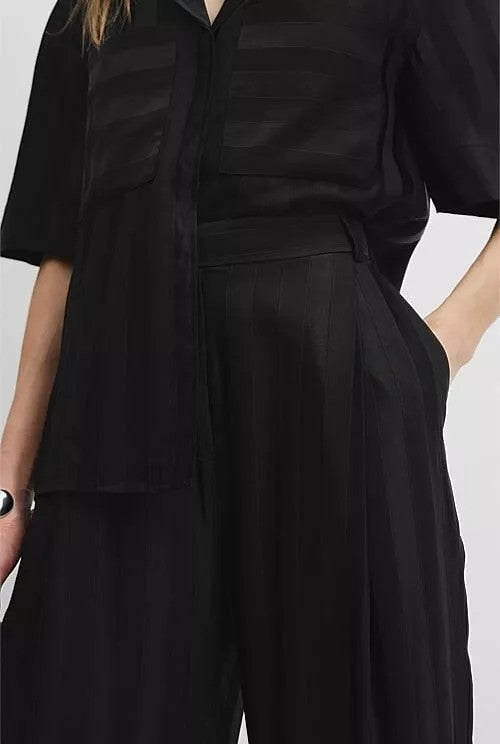 COUNTRY ROAD Self Stripe Pants - Black -size 8 - RRP  $179.00