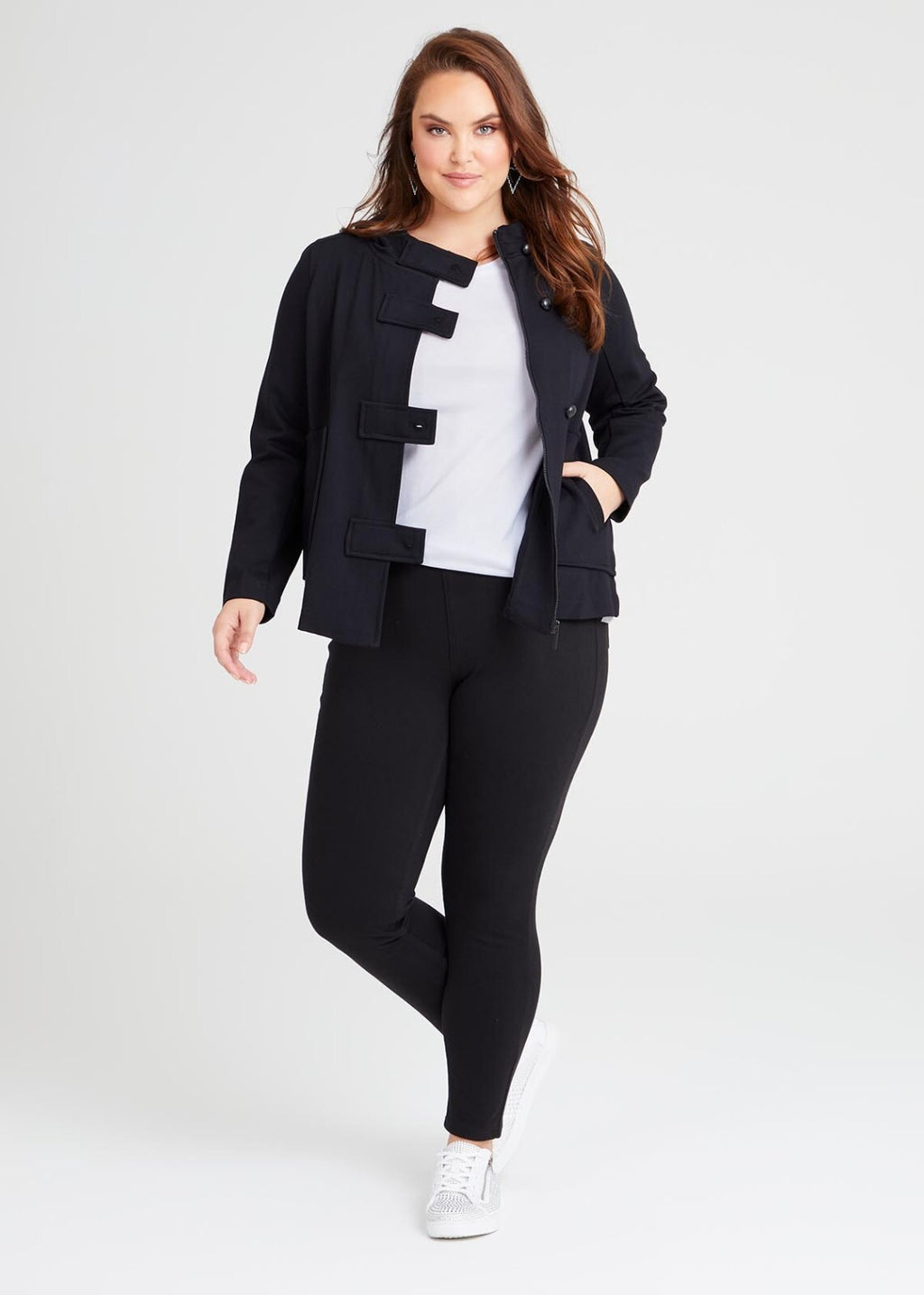 TAKING SHAPE Ponte Hooded Duffle Jacket - size 16-18 (S) - RRP $189.95