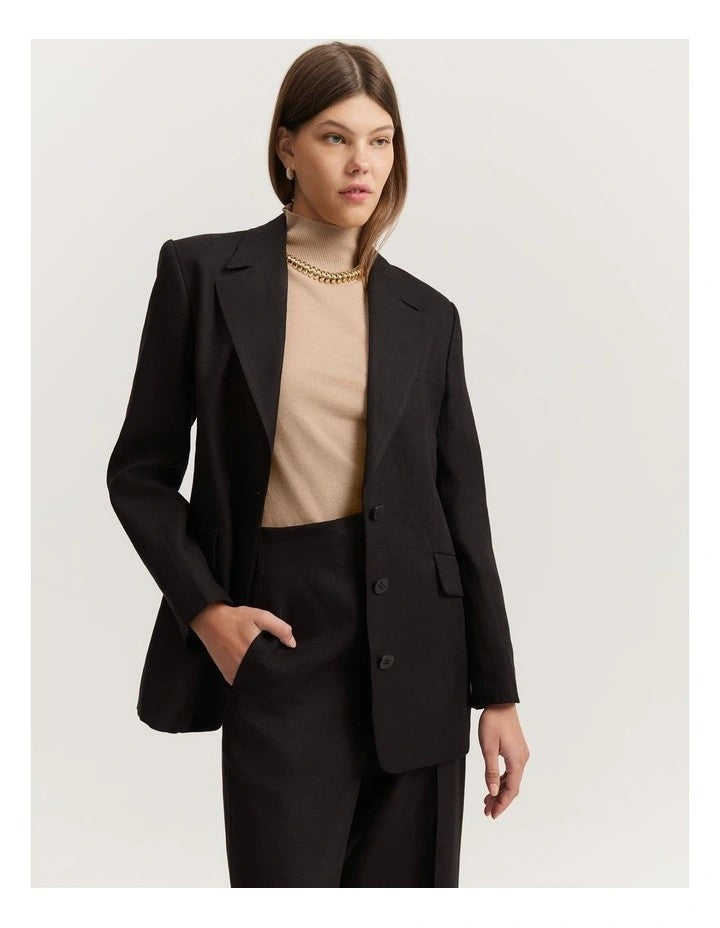 COUNTRY ROAD Organically Grown Linen Yarn Dyed Blazer - 10/12/14/16 - RRP  $399