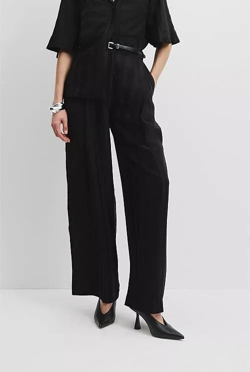 COUNTRY ROAD Self Stripe Pants - Black -size 8 - RRP  $179.00