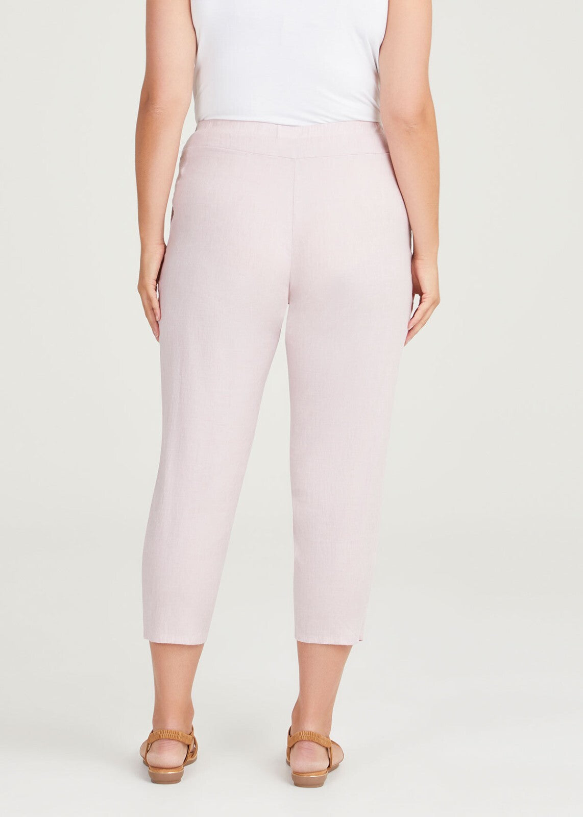TAKING SHAPE Stretch Linen Lounge Crop Pants -Dusty Pink -size  20 - RRP $149.99