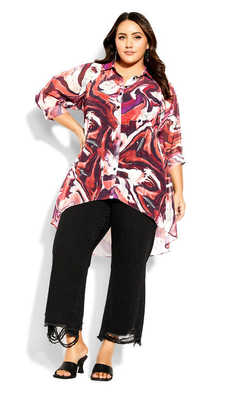 CITY CHIC Lyla Shirt - Berry - sizes 16 / 18 / 20 - RRP $149.99