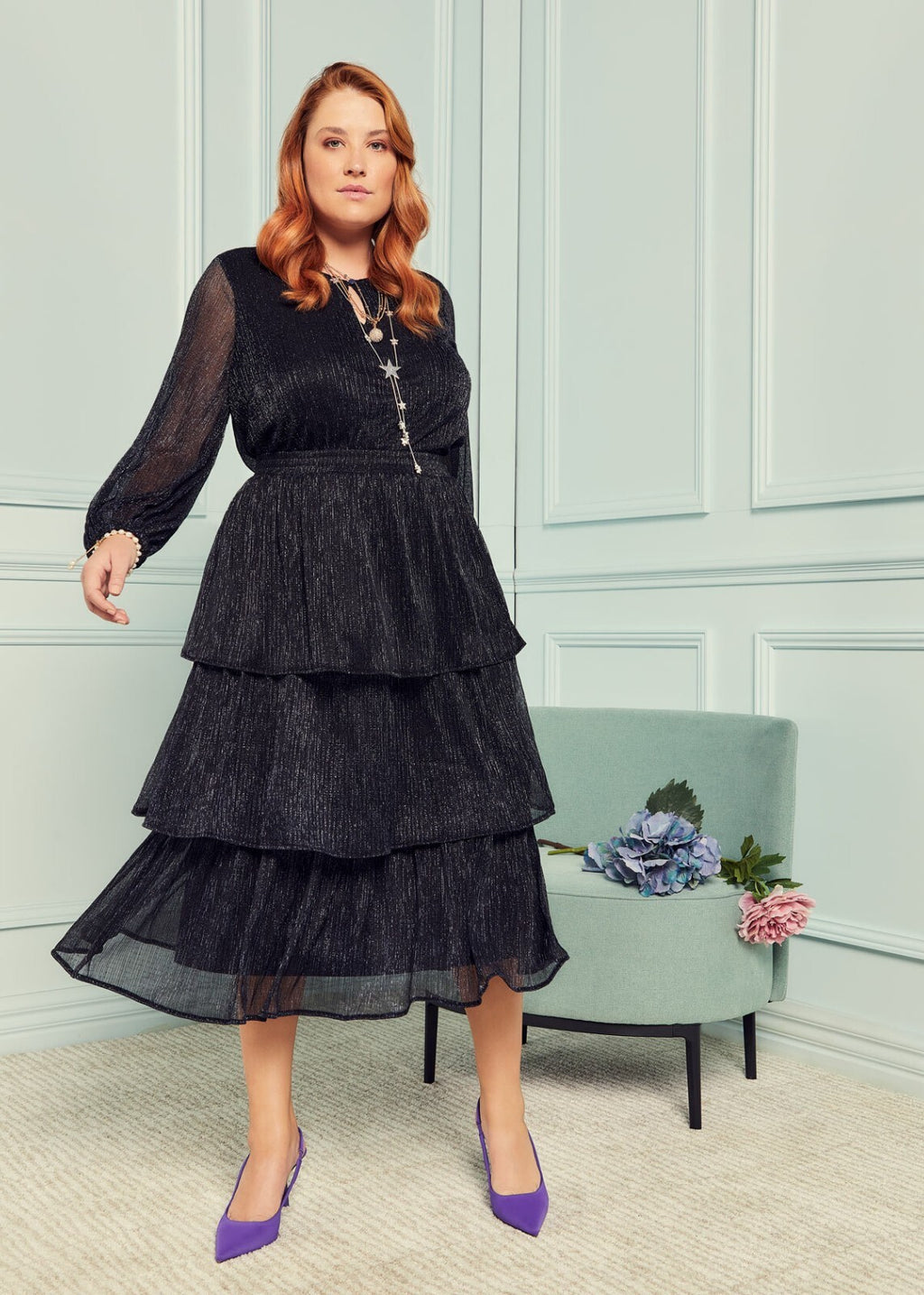 TAKING SHAPE - Lucille Shimmer Tier Skirt - size S (16-18) - RRP $169.95