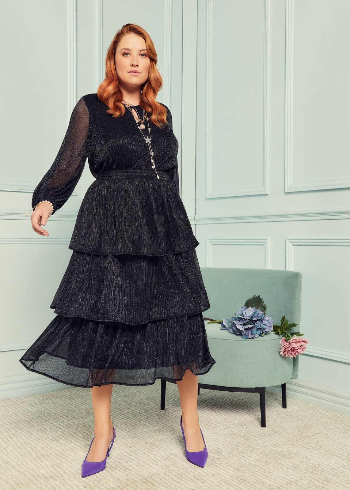 TAKING SHAPE - Lucille Shimmer Tier Skirt - size S (16-18) - RRP $169.95