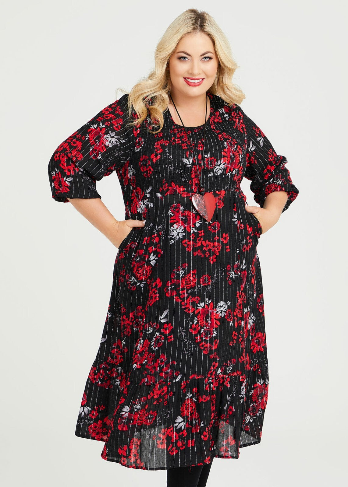 TAKING SHAPE Lurex Stripe Natural Dress - size 20 - RRP $179.95