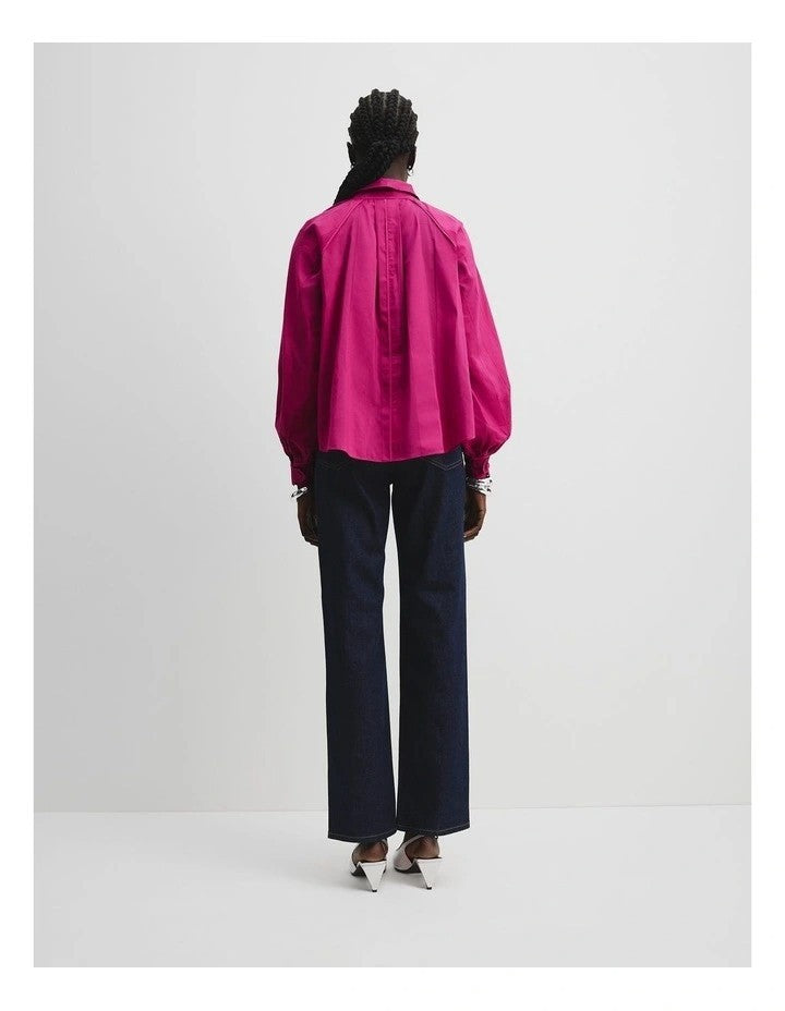 COUNTRY ROAD Self Stripe Popover Top / Shirt / Blouse - size 8 - RRP $179.00