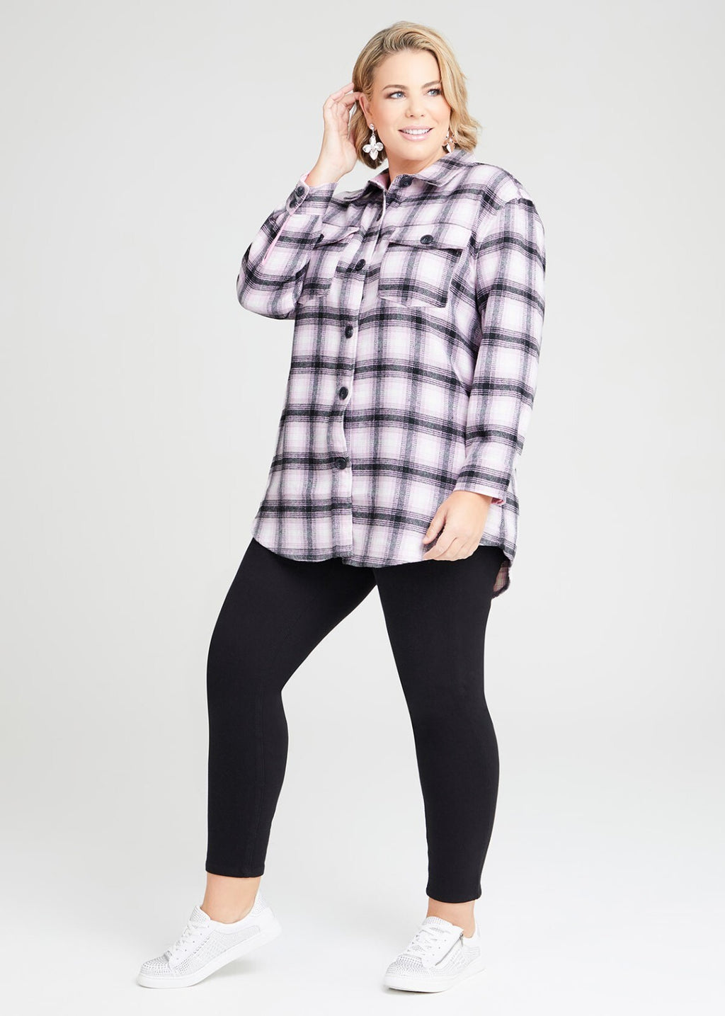 TAKING SHAPE - VIRTUELLE Checkered Overshirt Shacket - size 16 - RRP $169.95