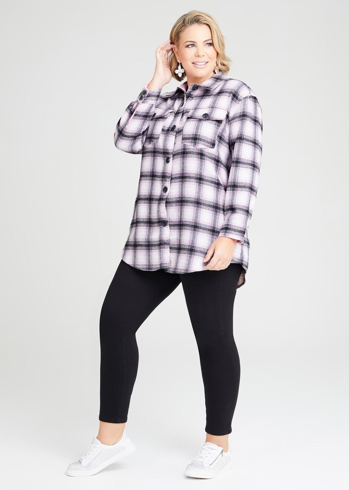 TAKING SHAPE - VIRTUELLE Checkered Overshirt Shacket - size 16 - RRP $169.95
