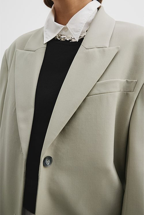 COUNTRY ROAD Longline Suit Coat - Pistachio - size 14 - RRP  $549.00
