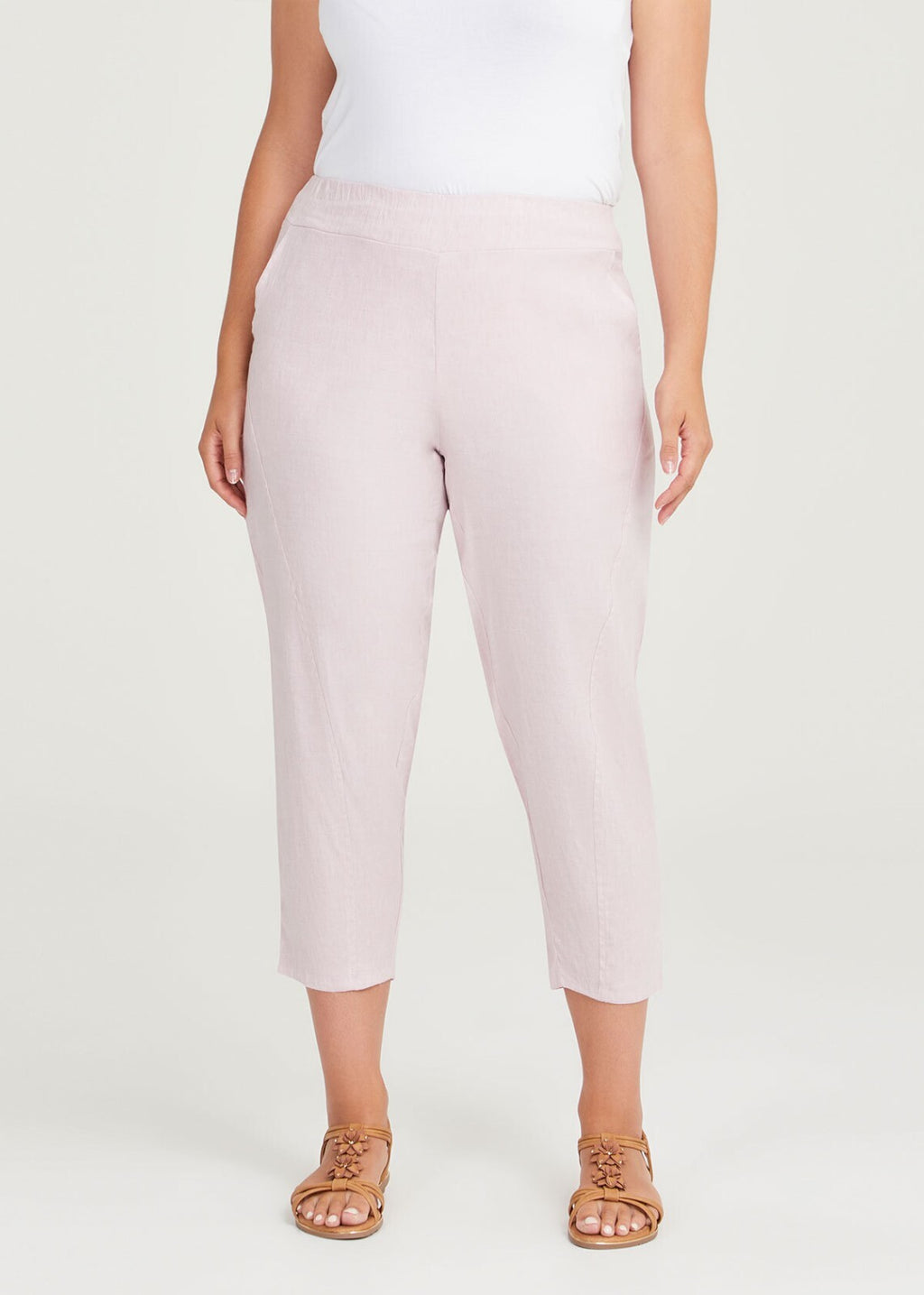 TAKING SHAPE Stretch Linen Lounge Crop Pants -Dusty Pink -size  20 - RRP $149.99