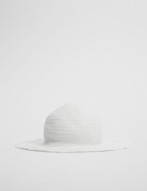 COUNTRY ROAD Organic Cotton Knit Bucket Hat - Baby - Pink & White - RRP  $49.95