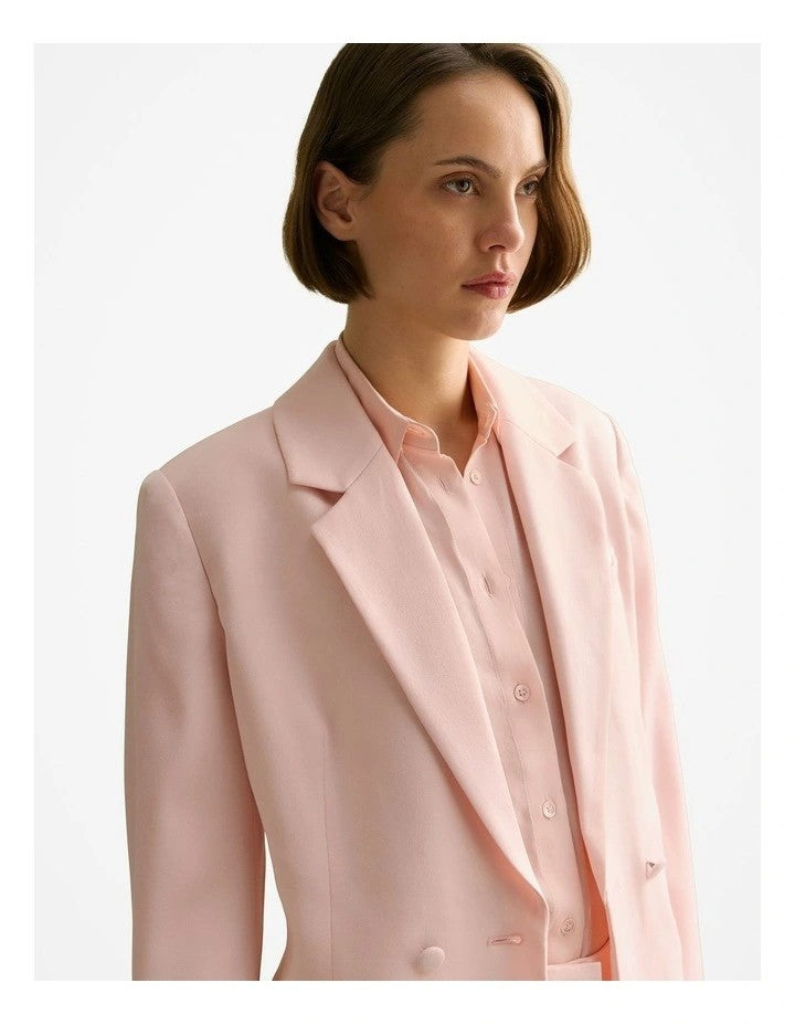 COUNTRY ROAD Trenery Crepe Dble Breasted Blazer Pink Salt -8 and 16 -RRP $399.00