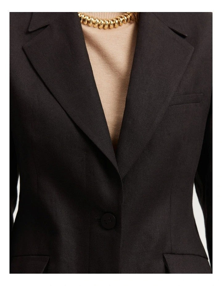 COUNTRY ROAD Organically Grown Linen Yarn Dyed Blazer - 10/12/14/16 - RRP  $399