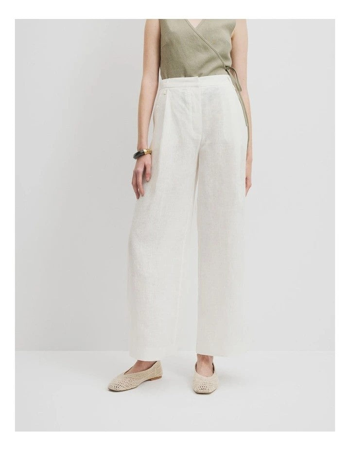 COUNTRY ROAD Organically Grown Linen Yarn Dyed Pants - size 16 - RRP  $199.00