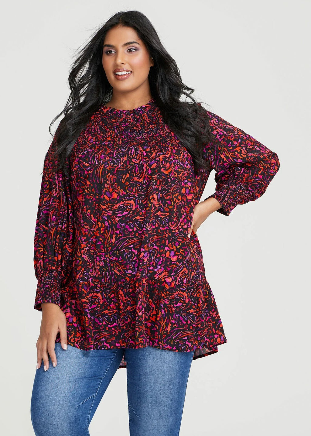 TAKING SHAPE Natural Abstract Print Tunic -size  16  18  20  22 24 - RRP $149.95