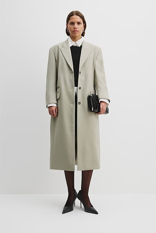 COUNTRY ROAD Longline Suit Coat - Pistachio - size 14 - RRP  $549.00