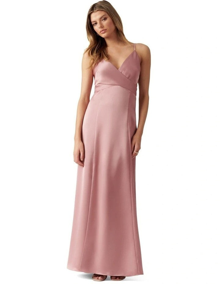 FOREVER NEW Carley Strappy Wrap Maxi Dress -Powdered Rose - size 10 -RRP $189.99