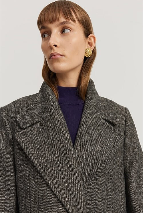 COUNTRY ROAD Herringbone Coat - size L - XL - RRP  $599.00