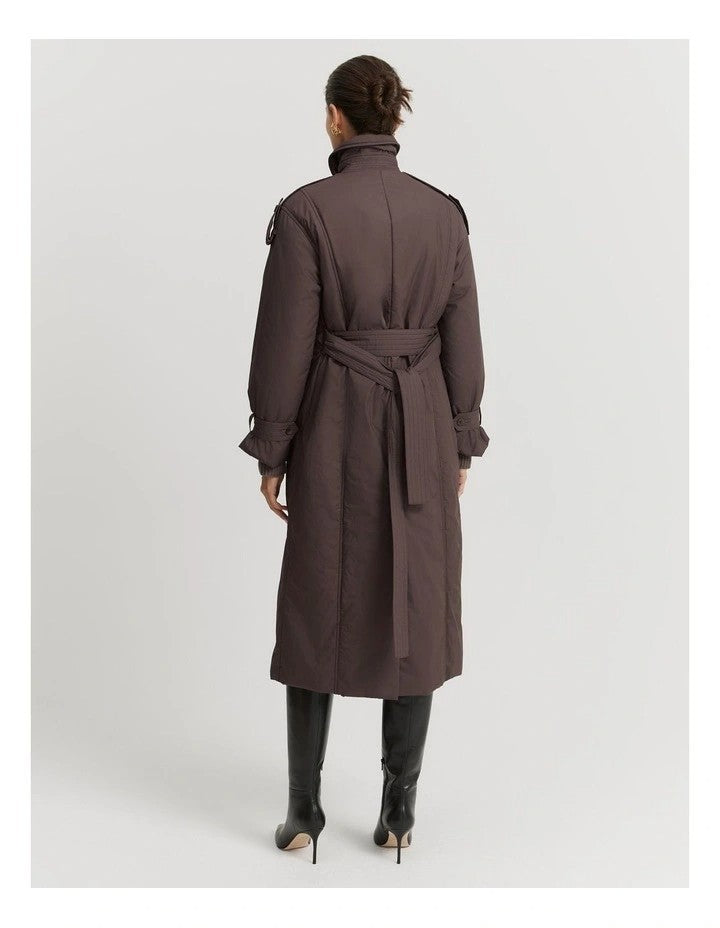 COUNTRY ROAD Padded Trench Coat - Truffle - size L - XL - RRP  $399.00