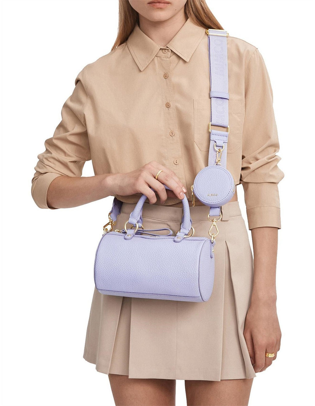 MIMCO Jett Cylinder Crossbody Bag - Lavender - RRP $349.00 - 100% Genuine