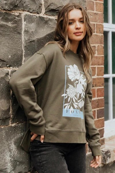 FOXWOOD Carnation Crew Sweatshirt - Cypress  - sizes 10/12/14 - RRP  $89.95