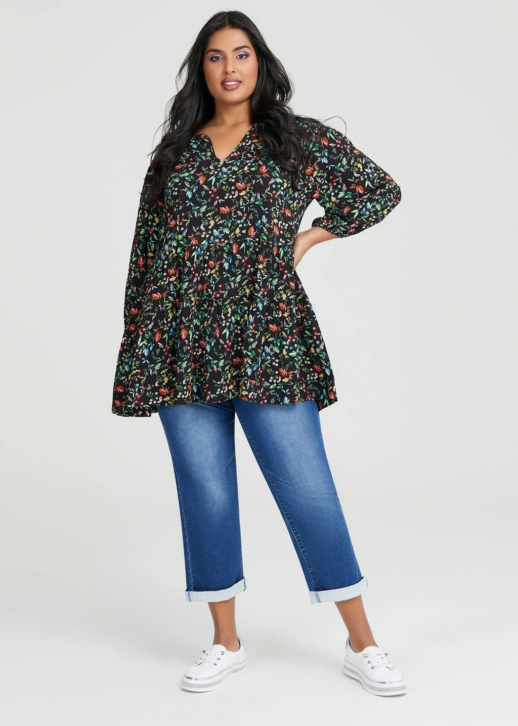 TAKING SHAPE Natural Foliage Print Tunic - size 16 - RRP $149.95