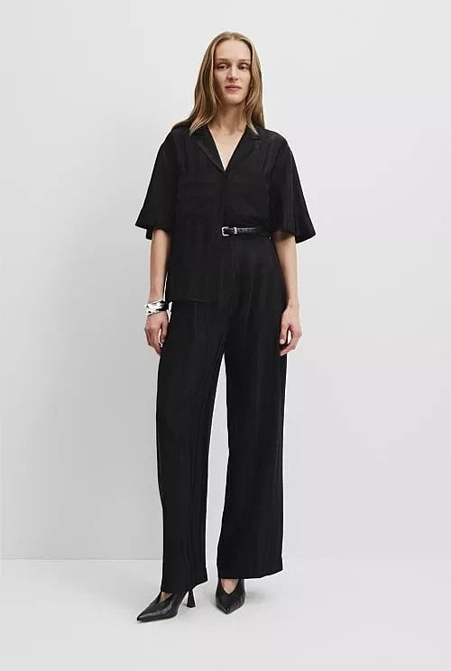 COUNTRY ROAD Self Stripe Pants - Black -size 8 - RRP  $179.00