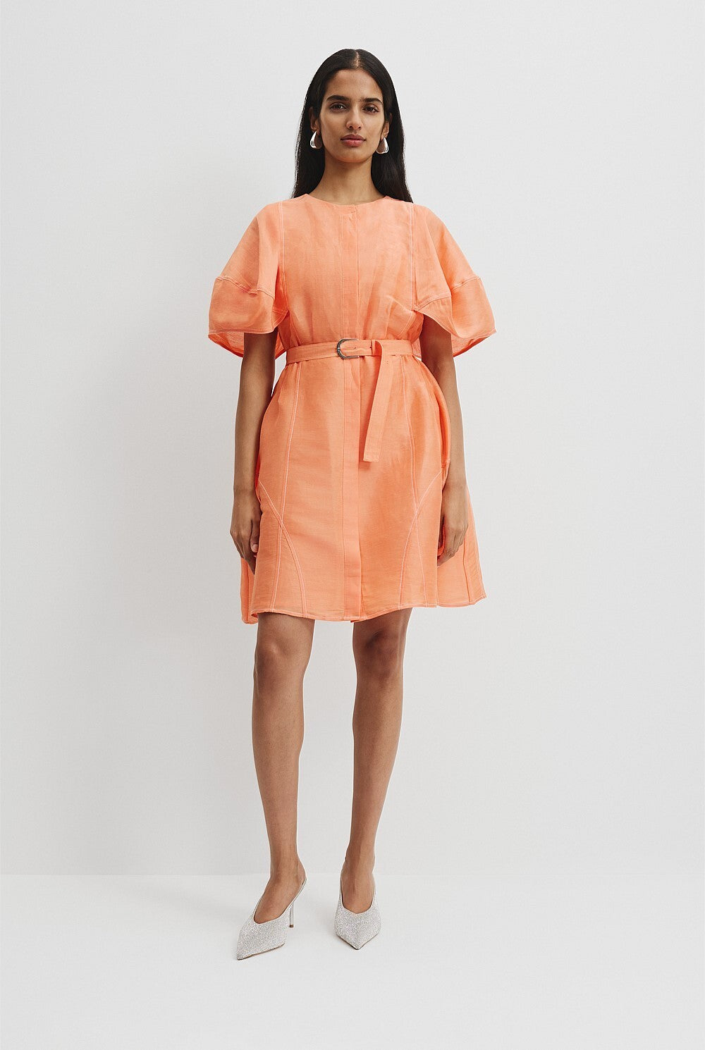 COUNTRY ROAD Organza Mini Dress - Melon - size 12 - RRP  $249
