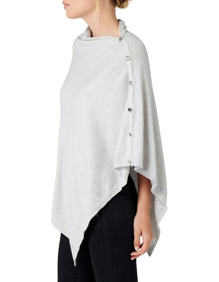 FOREVER NEW Chloe Button Poncho - Light Grey - RRP $69.99