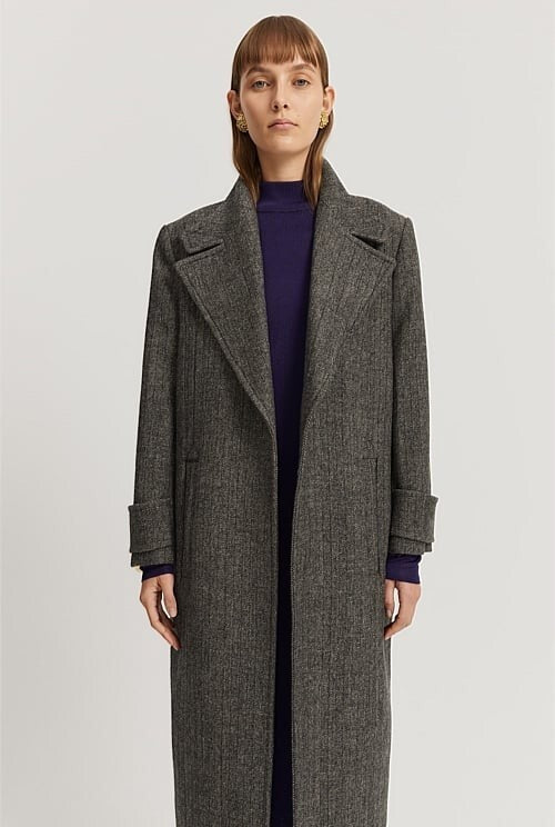 COUNTRY ROAD Herringbone Coat - size L - XL - RRP  $599.00