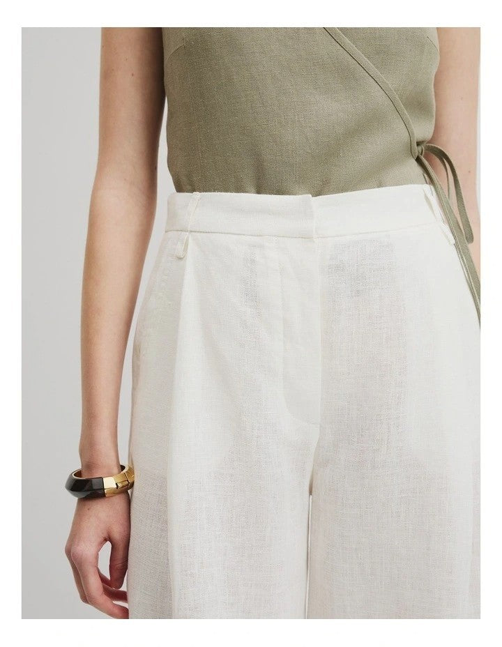 COUNTRY ROAD Organically Grown Linen Yarn Dyed Pants - size 16 - RRP  $199.00