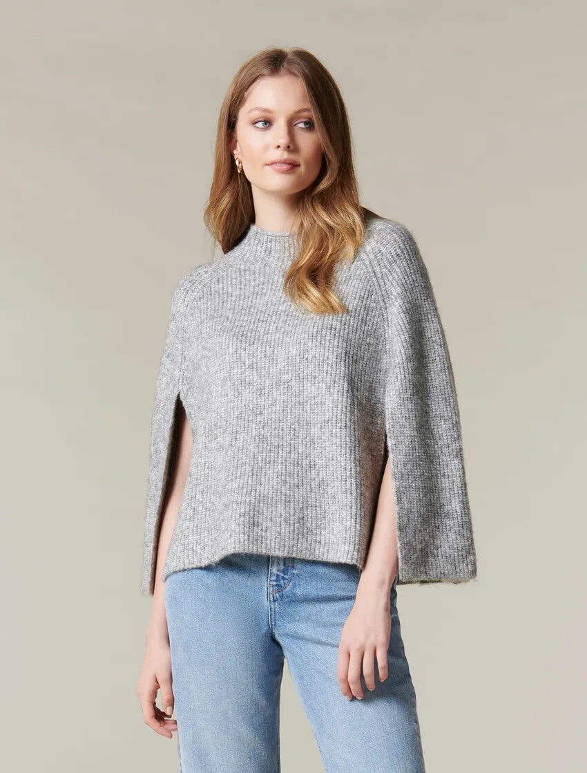 FOREVER NEW Martha Cable Poncho - Grey Marle - RRP $79.99