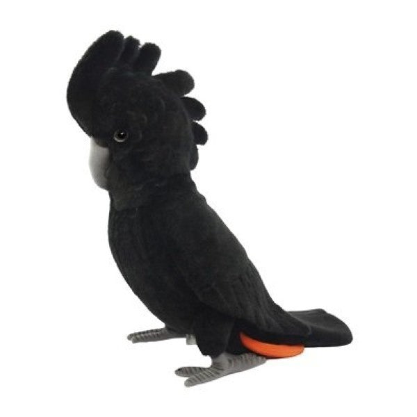 HANSA - Black Cockatoo Red Tailed - 35cm - Realistic Plush Soft Toy