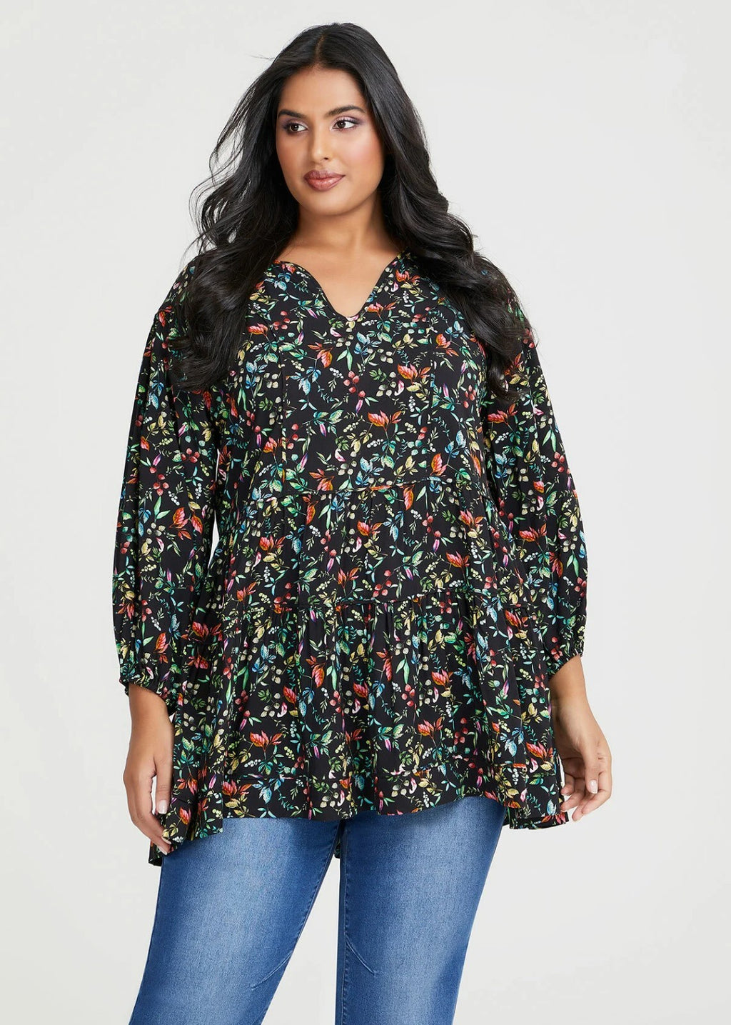 TAKING SHAPE Natural Foliage Print Tunic - size 16 - RRP $149.95