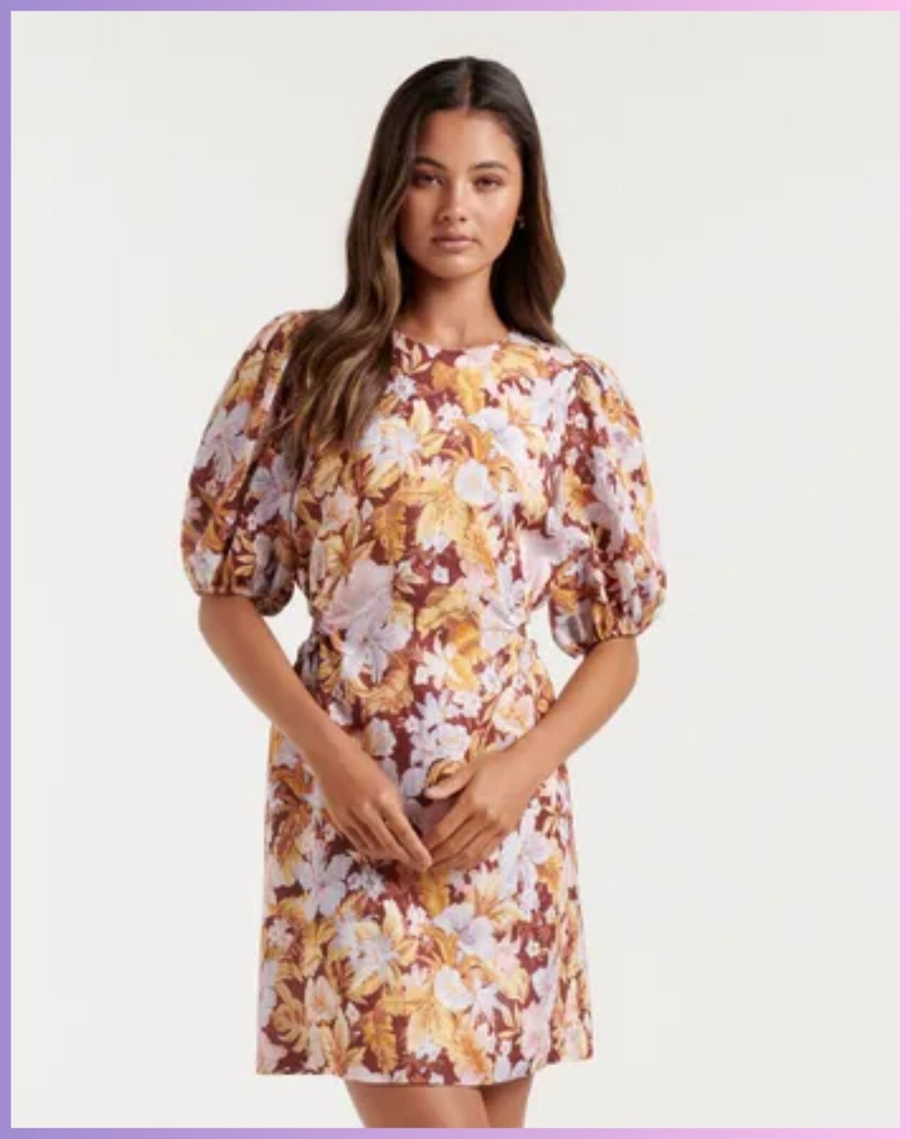 FOREVER NEW Stevie Linen Cut Out Dress - Catalina Floral - size 16 - RRP $149.99